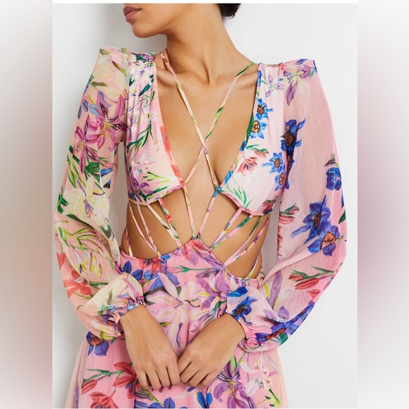 PatBO IRIS LONG SLEEVE PLUNGE DRESS - Picture 3 of 11